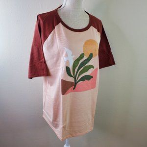 Sonoma Goods for Life Womens Peach Elbow Sleeve Baseball Graphic Tee